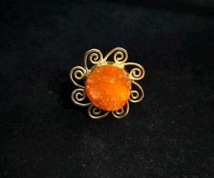 Beautiful Elegent Orange Crystal Stone Ring