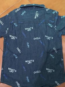 Boys&#39; Fun Print Shirt blue half sleeves