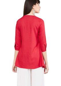 Red Embroidered Tunic Top