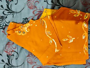 Elegant Orange Saree with Blouse
