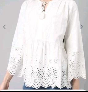 White Dress with Eyelet Details