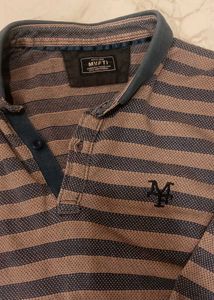 Mufti Striped Long Sleeve Polo Shirt