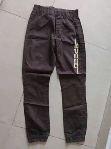 Boys Brown Jogger Pants - "SPEED" Detail