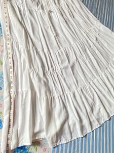 White Cotton Tiered Maxi Skirt