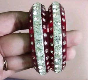 Burgundy &amp; Crystal Bangles