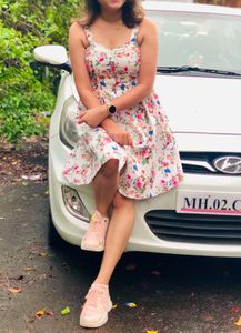 No Flaws Floral White A Line Cute Dress