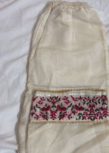 Embroidered Cream Kurta Set