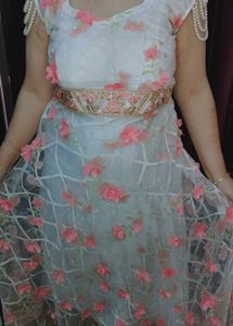 Floral White Ethnic Gown