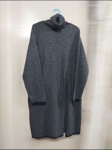 Winter Woolen Midi Turtleneck Slit Dress