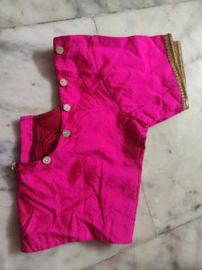 Pink Plain Colour Blouse With Dimond Button