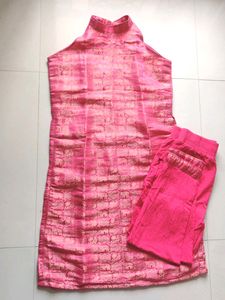 Halter Neck Cotton Silk Suit Set (Pant Included)