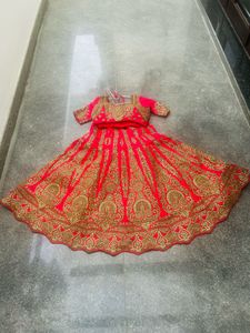 Pink &amp; Gold Embroidered Bridal Lehenga