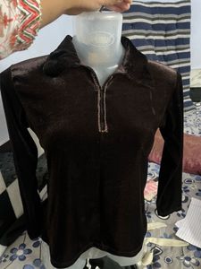 winter Brown Velvet Top