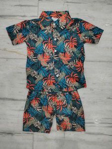 Tropical Print Kids Shirt &amp; Shorts Set