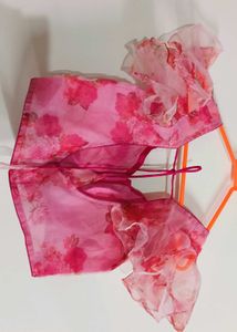 Floral Ruffle Sleeve Organza Blouse