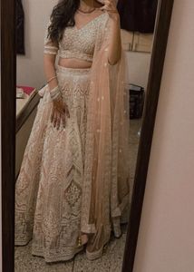 Peach And Off-white Lehnga Choli