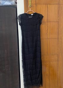 Gothic Black Lace Midi Dress