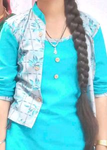 Stylish Sky Blue Floral Designer Kurti Set