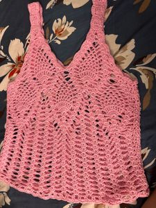 Pink Crochet Tank Top