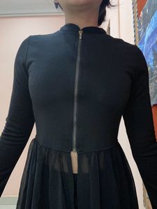 Global Desi Black Crop Top With Extended Netting