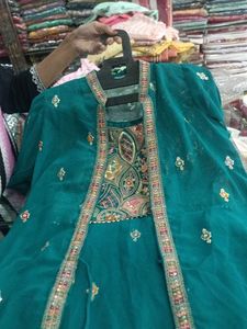 Teal Embroidered Kurta Set