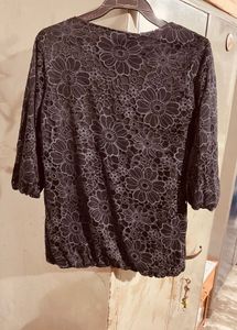 Black Floral Print Top