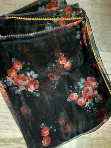 BLACK Floral Organza Saree(NEW)