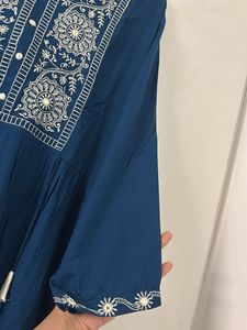 Elegant Teal Embroidered dress