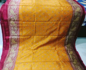 Satrani Womens Benarasi Silk Blend Saree With Blouse Pieces ( Saree Lenght 5.30mtr, Blouse Lenght. 0.70mtr
