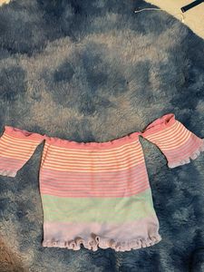 Striped Off-Shoulder Crop Top