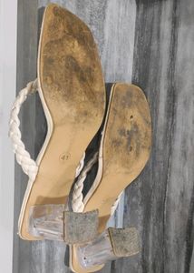 T-straps Transparent Block Heels