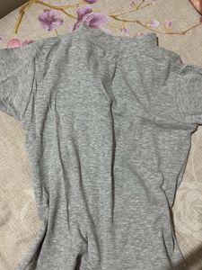 Cute Grey Zip-Up Short Sleeve Top