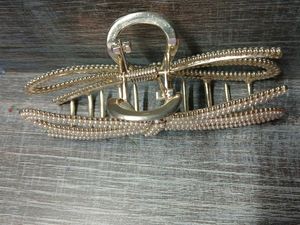 Silver Bow Hair Claw Clip And Floral Pin.