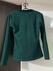 Women Green Collared Top