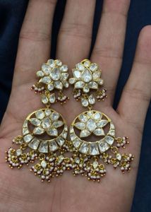 Elegant Silver Kundan Earrings