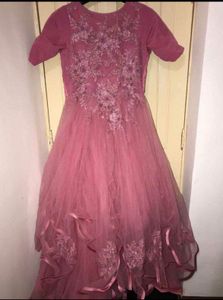 Elegant Pink Embroidered Gown