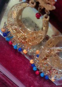 Golden + multi colour Hoop Earrings👍👍