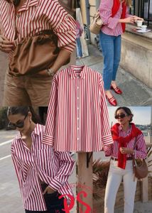 Zara Red And White Striped Shirt