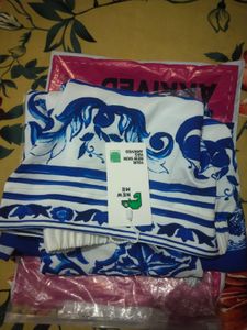 Blue &amp; White Pattern Maxi Skirt