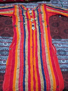 Rayon Kurti With Mirror And Kodi Work