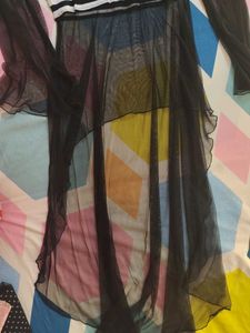Striped Top with Long Net Like Dress