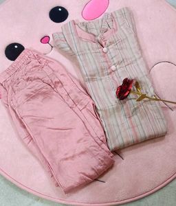 Pink Striped Pajama Set