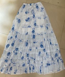 Floral Print White Maxi Skirt