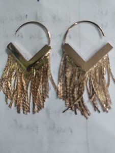 Anti Tarnish Chic Gold-Tone Fringe Hoop Ear