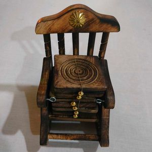 Hand Carved Wooden Coaster Set