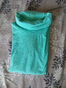 Aqua Cowl Neck Top