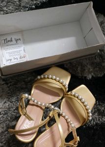 Gold Pearl Embellished Sandals