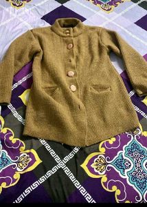 Elegant Olive Green Knit Coat