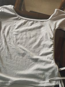 Slide Lace Slit One Shoulder Top