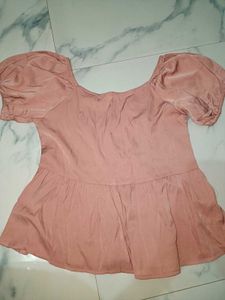 Cute Pink Peplum Top For Women
